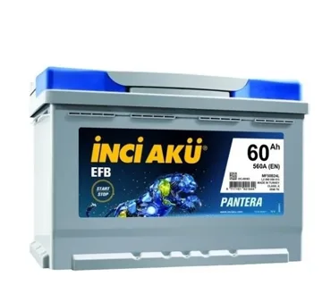 İnci Akü 12V 60Ah EFB 560A CCA Pantera Start-Stop Akü